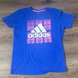 Adidas Blue and Pink Graphic Tee